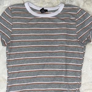 Rue21 Grey/Orange/White Stripped Shirt